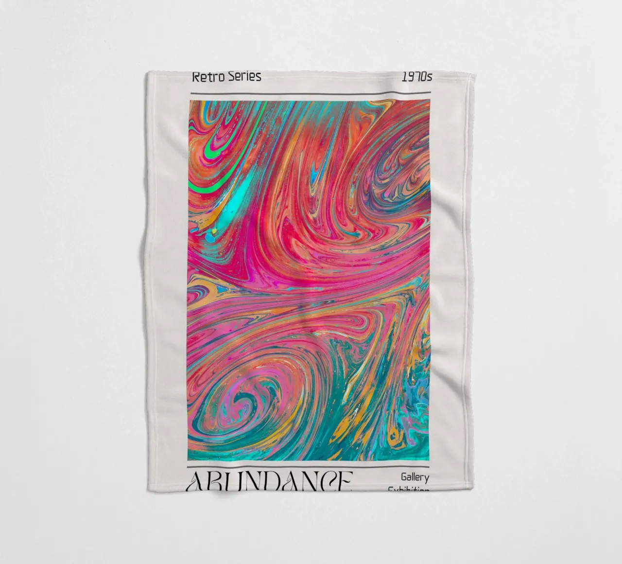 "Abundance" 1970s Retro Swirl Abstracte Kunstdruk fleecedeken van homdeco