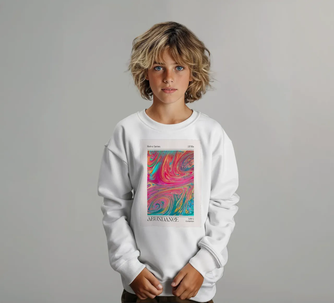 "Abundancia" 1970s Retro Swirl Abstract Art Print sudadera para niño de homdeco