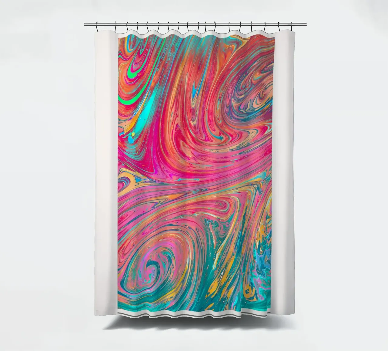 "Abundance" 1970s Retro Swirl Abstracte Kunstdruk douchegordijn van homdeco