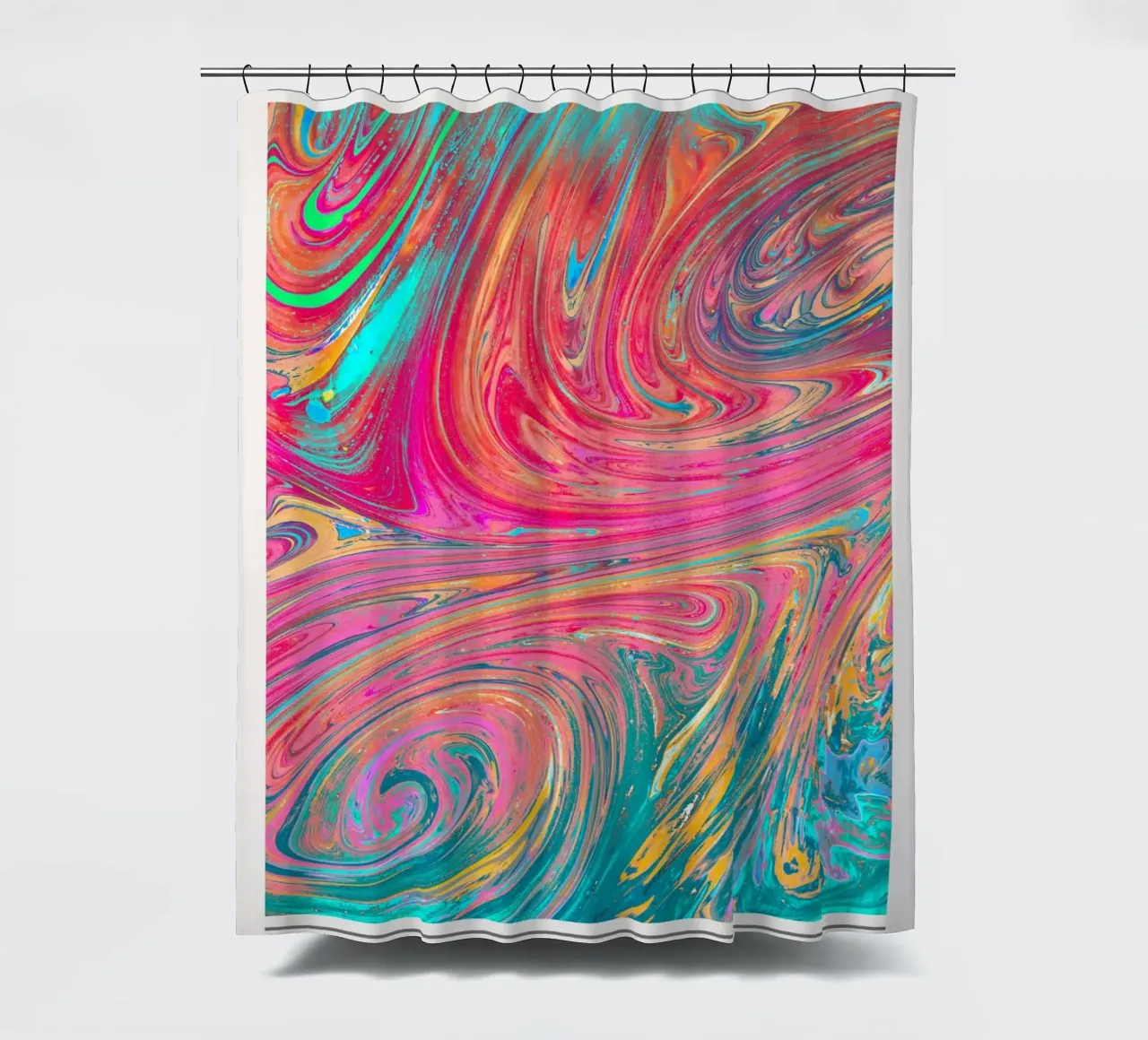 "Abundance" 1970s Retro Swirl Abstracte Kunstdruk douchegordijn van homdeco