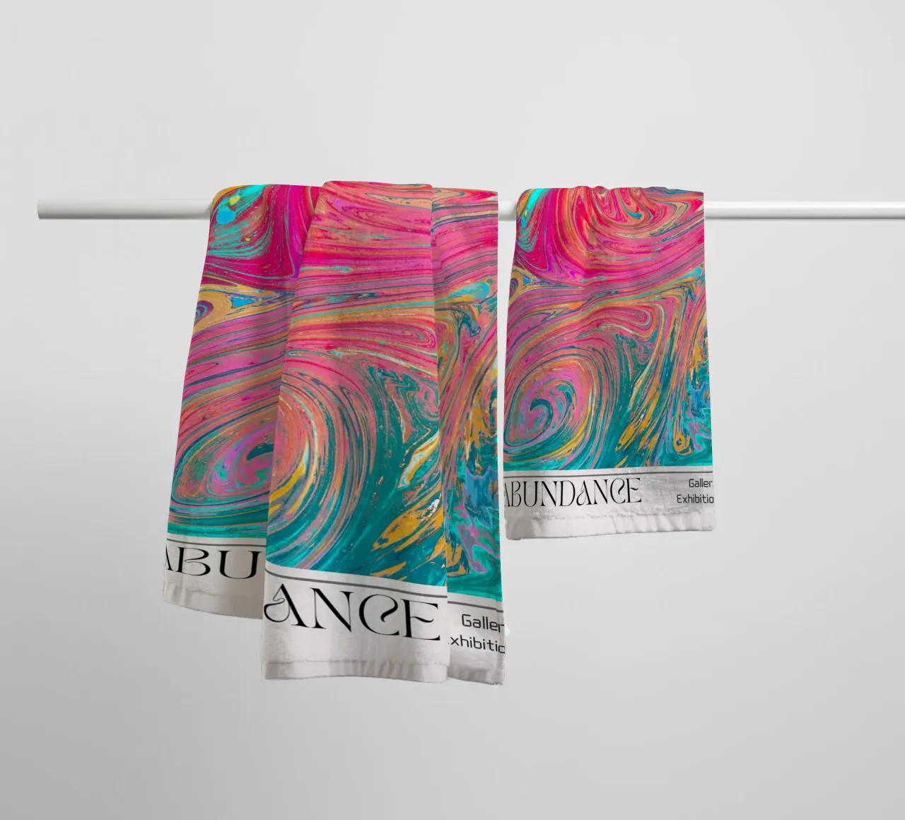 "Abundance" 1970s Retro Swirl Abstracte Kunstdruk badhanddoek van homdeco