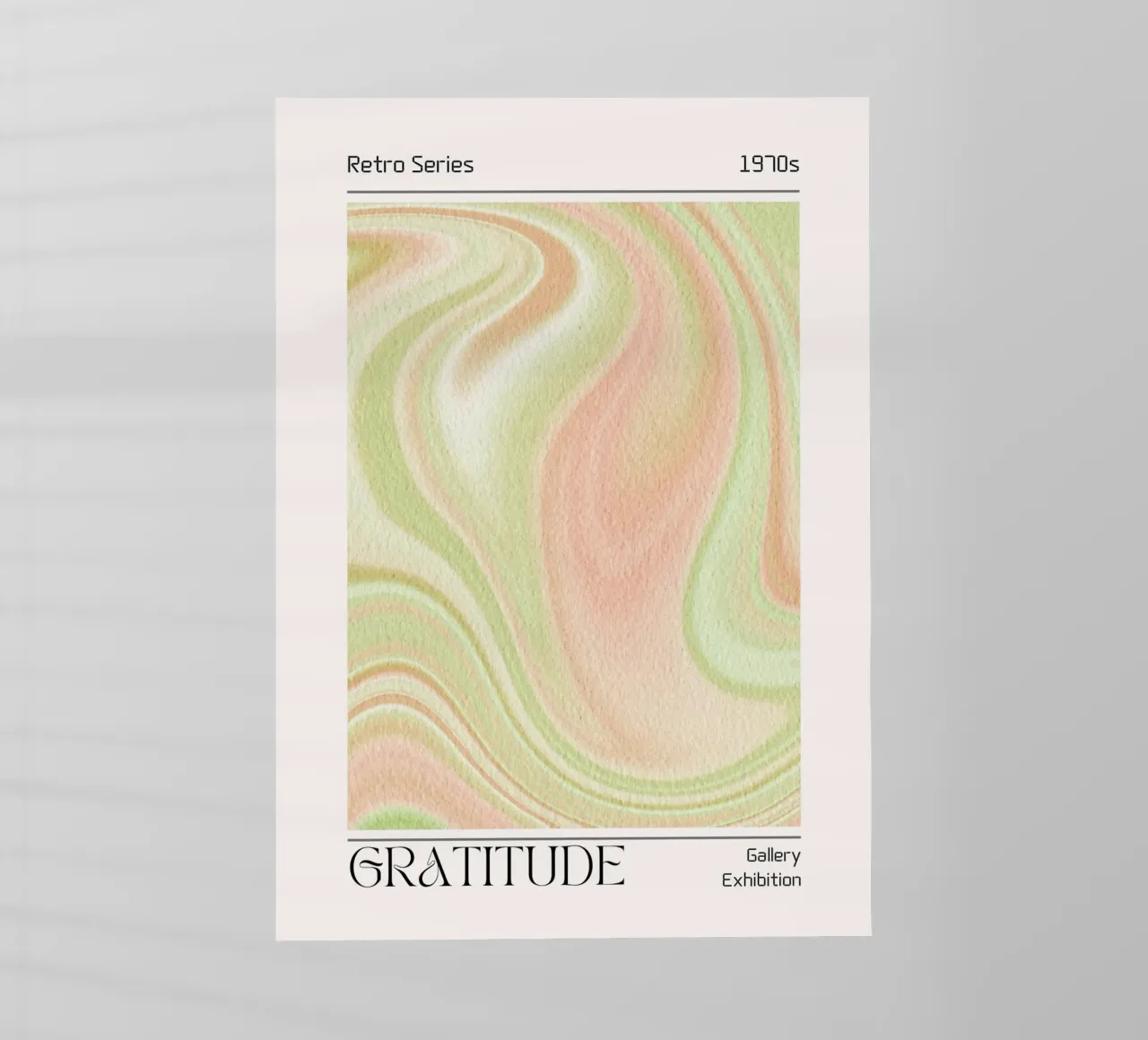 "Gratitude" 1970s Retro Marbled Abstract Art Print lámina retroiluminada de homdeco