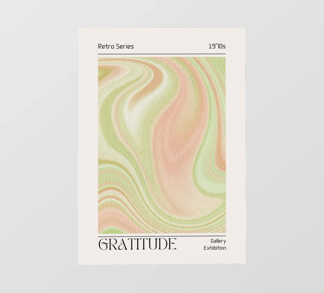 "Gratitude" 1970s Retro Marbled Abstract Art Print lámina retroiluminada de homdeco