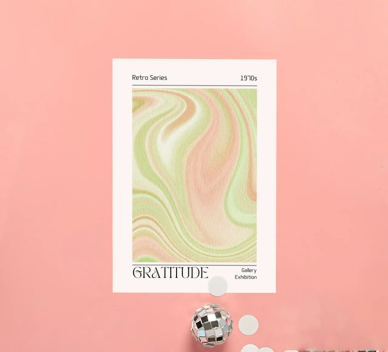 "Gratitude" 1970s Retro Marbled Abstract Art Print sticker by homdeco