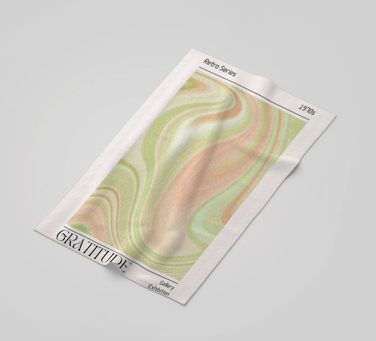 "Gratitude" 1970s Retro gemarmerde abstracte kunstdruk strandhanddoek van homdeco