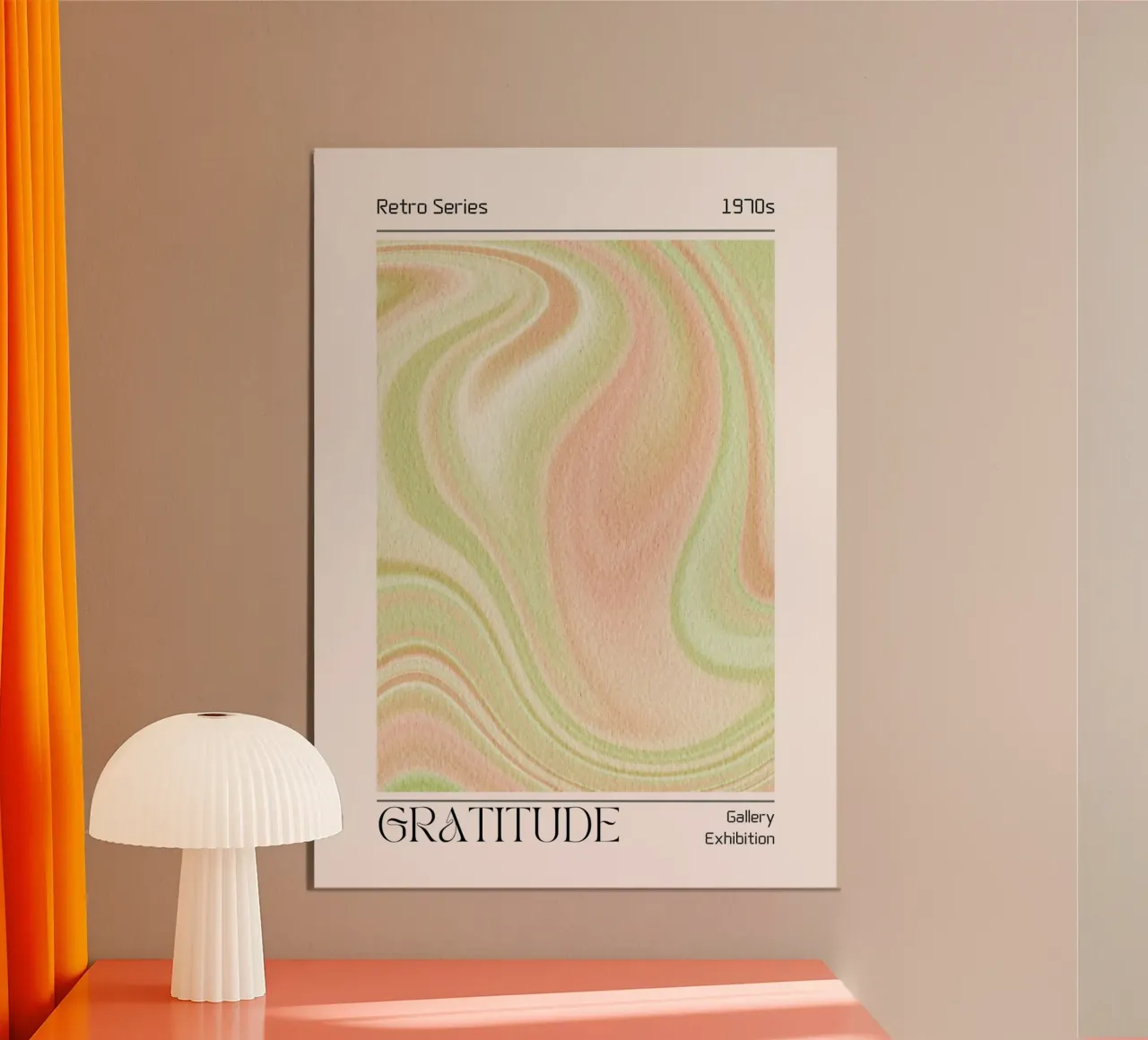 "Gratitude" 1970s Retro Marbled Abstract Art Print forex plate by homdeco