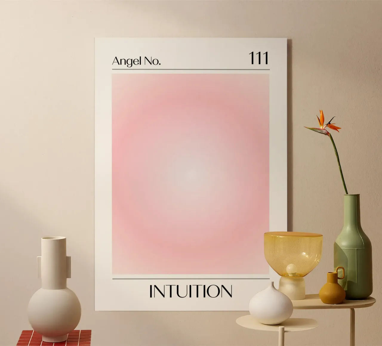 Angelo Numero 111 Intuizione Poster Aura Rosa Soft plexiglass da homdeco