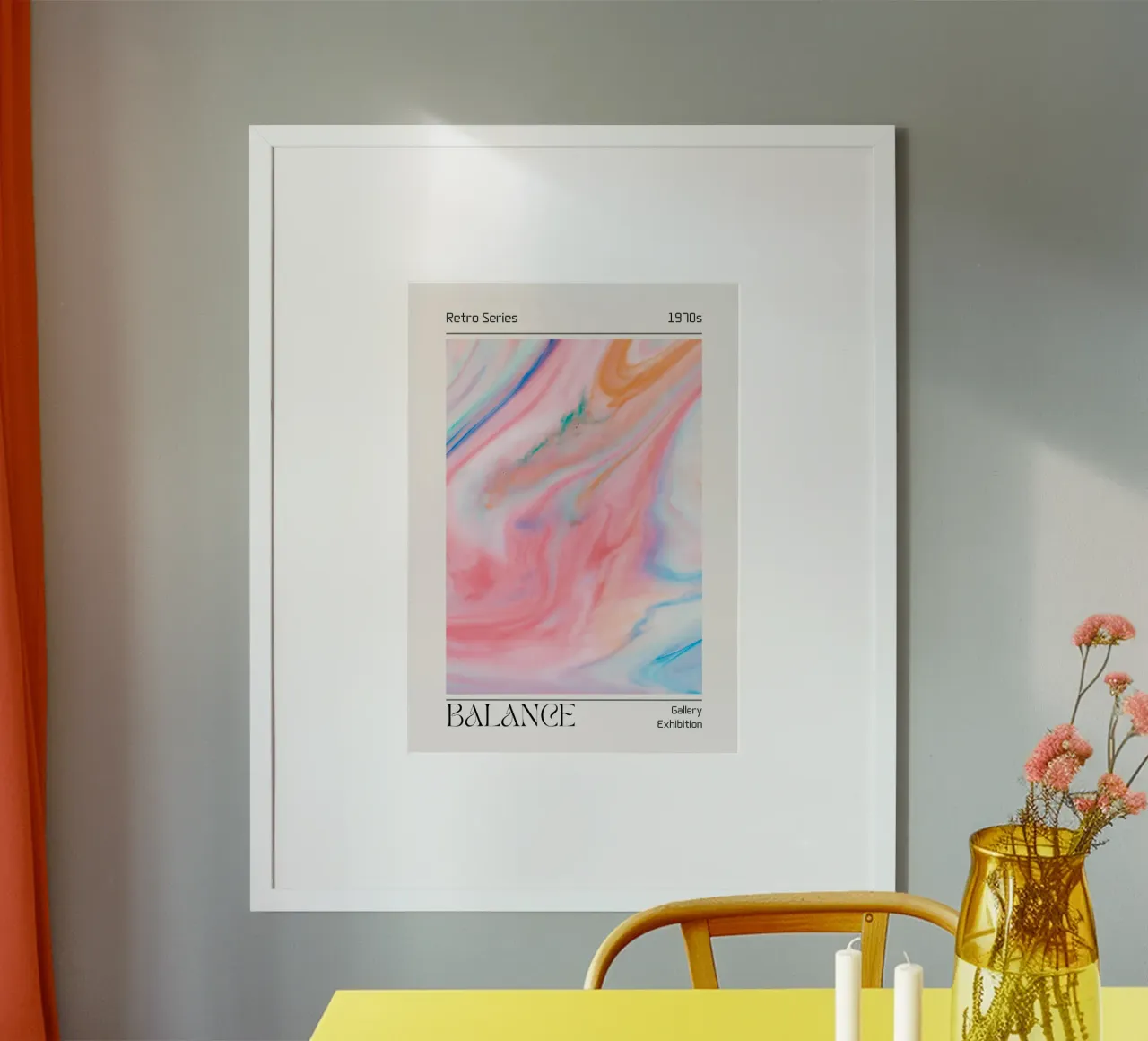 Arte astratta marmorizzata "Balance" 1970s Retro Swirl carta hahnemühle da homdeco