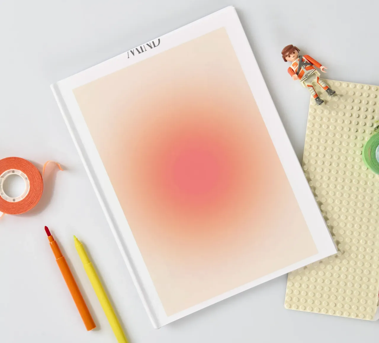 "Open Your Mind" Peach Pink Aura Gradient Abstract Art notebook by homdeco