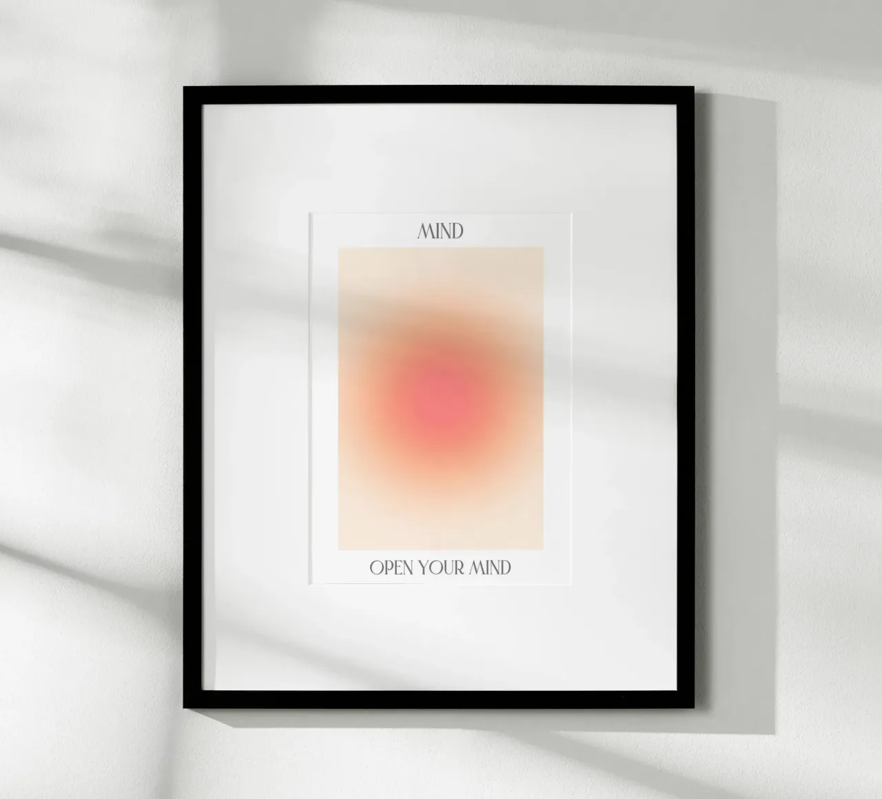 "Open Your Mind" Peach Pink Aura Gradient Abstract Art hahnemühle by homdeco