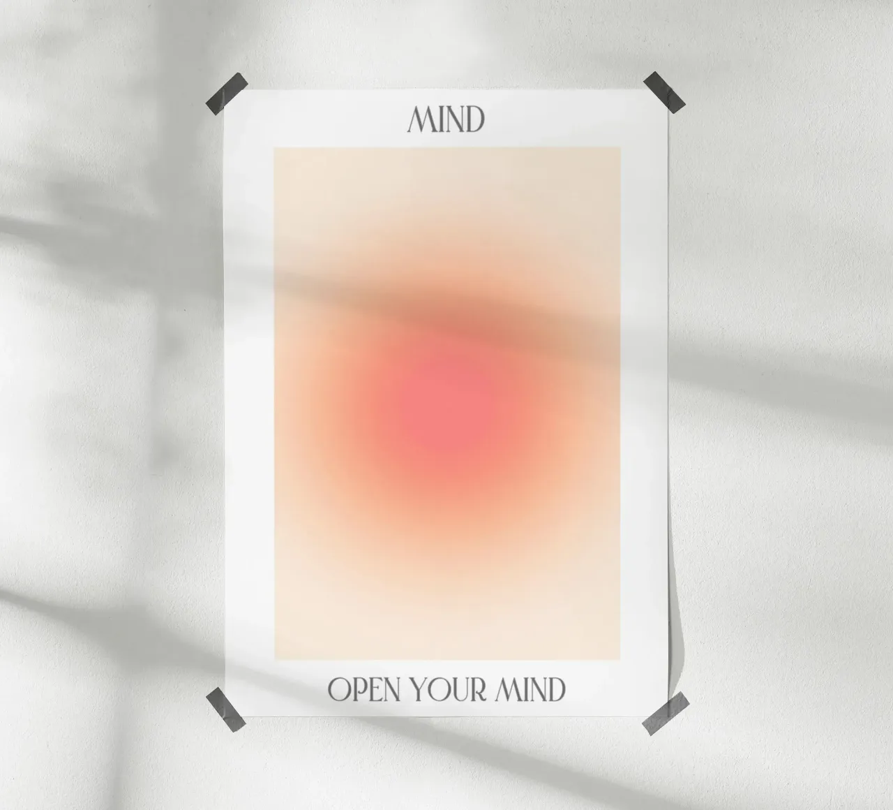 "Open Your Mind" Peach Pink Aura Gradient Abstract Art hahnemühle by homdeco