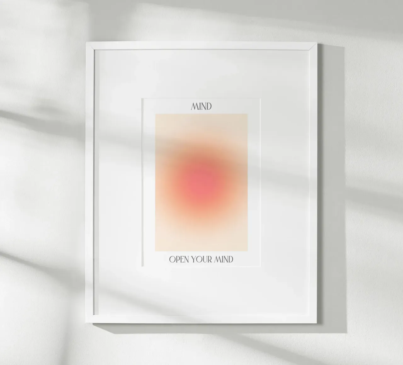 "Open Your Mind" Peach Pink Aura Gradient Abstract Art hahnemühle by homdeco