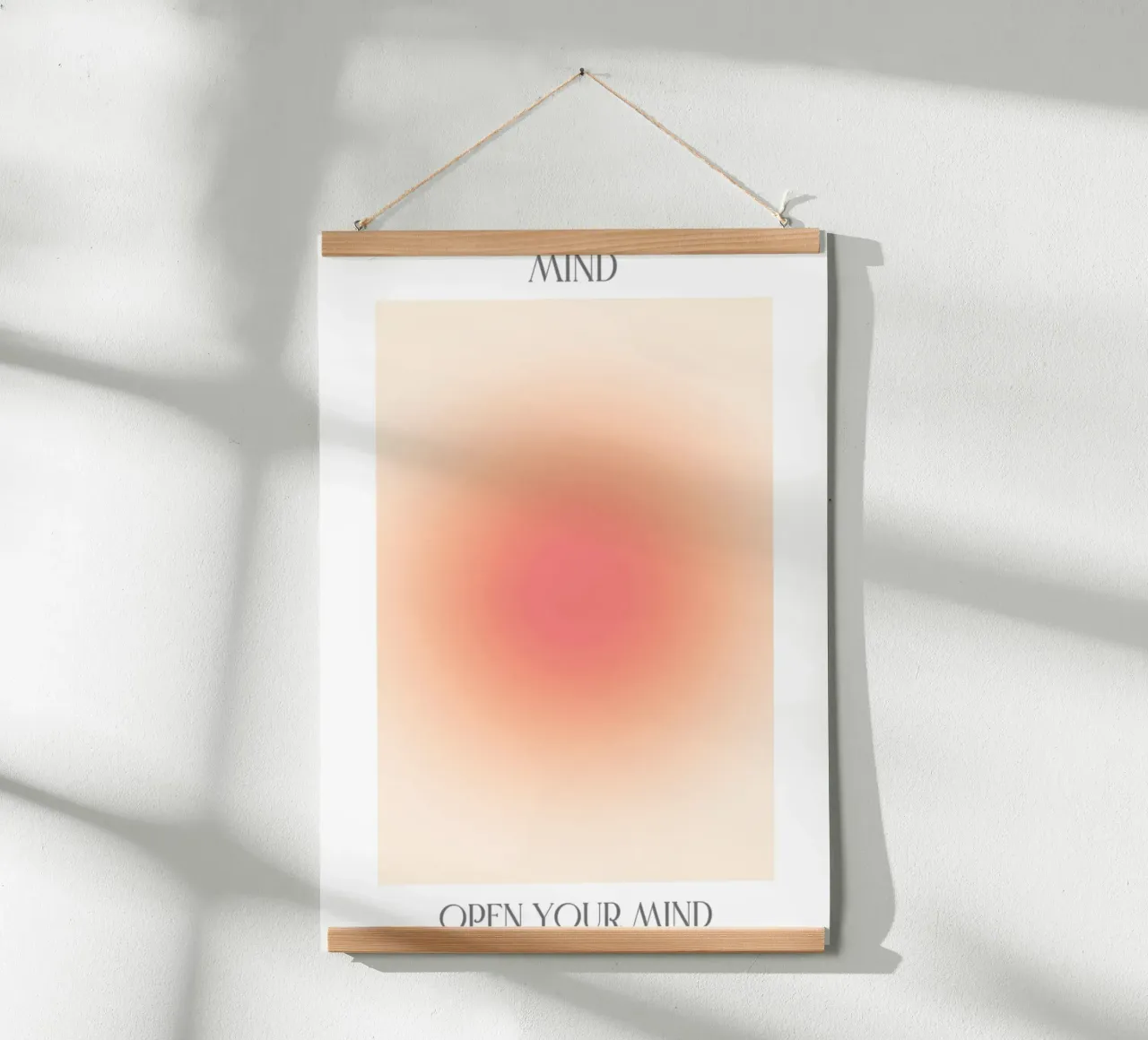 "Open Your Mind" Peach Pink Aura Gradient Abstract Art hahnemühle by homdeco