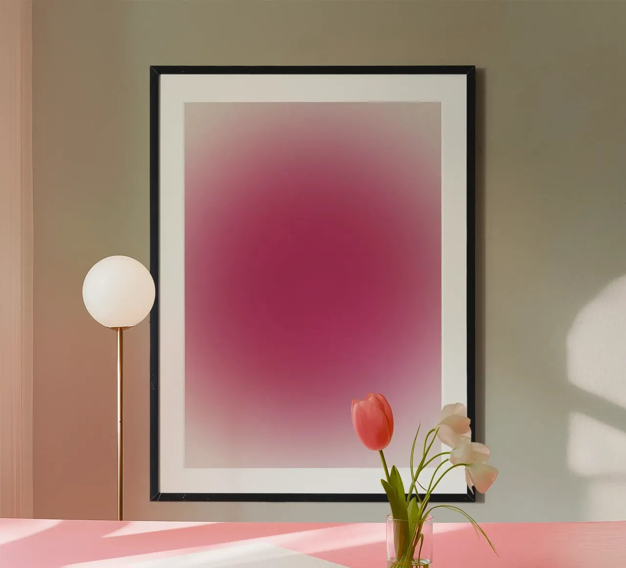 Vibrant Fuchsia Pink Aura Gradient Abstract Poster Art hahnemühle by homdeco