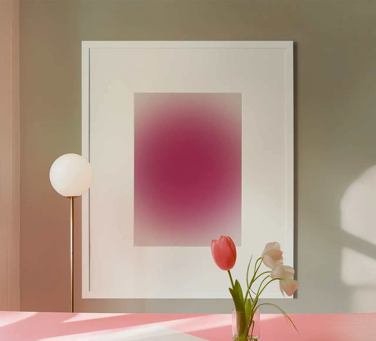 Vibrant Fuchsia Pink Aura Gradient Abstract Poster Art hahnemühle by homdeco