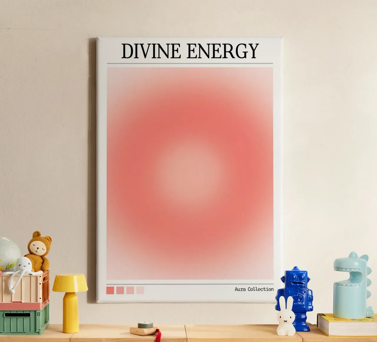 "Divine Energy" Aura Collection Red Peach Gradient Art canvas by homdeco