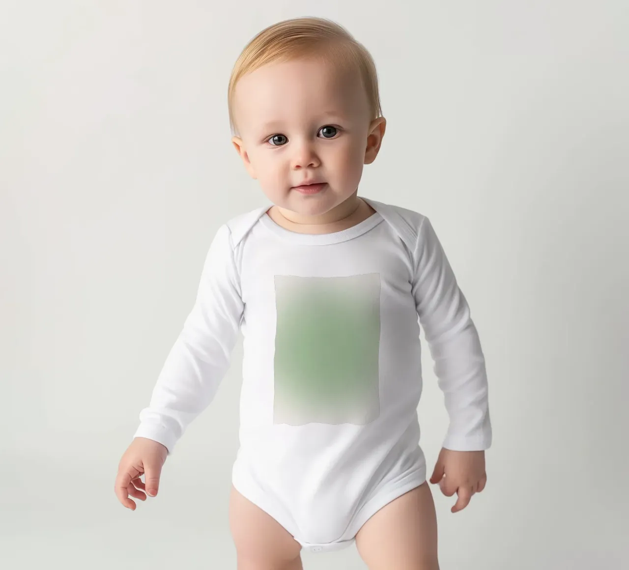 Serene Sage Green Aura Gradient Abstract Poster Art Langarm Babybody von homdeco