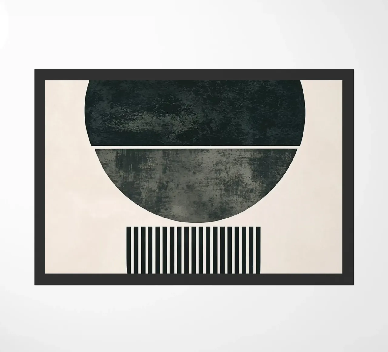 circle half-circle striped-pattern doormat by Ron Bale