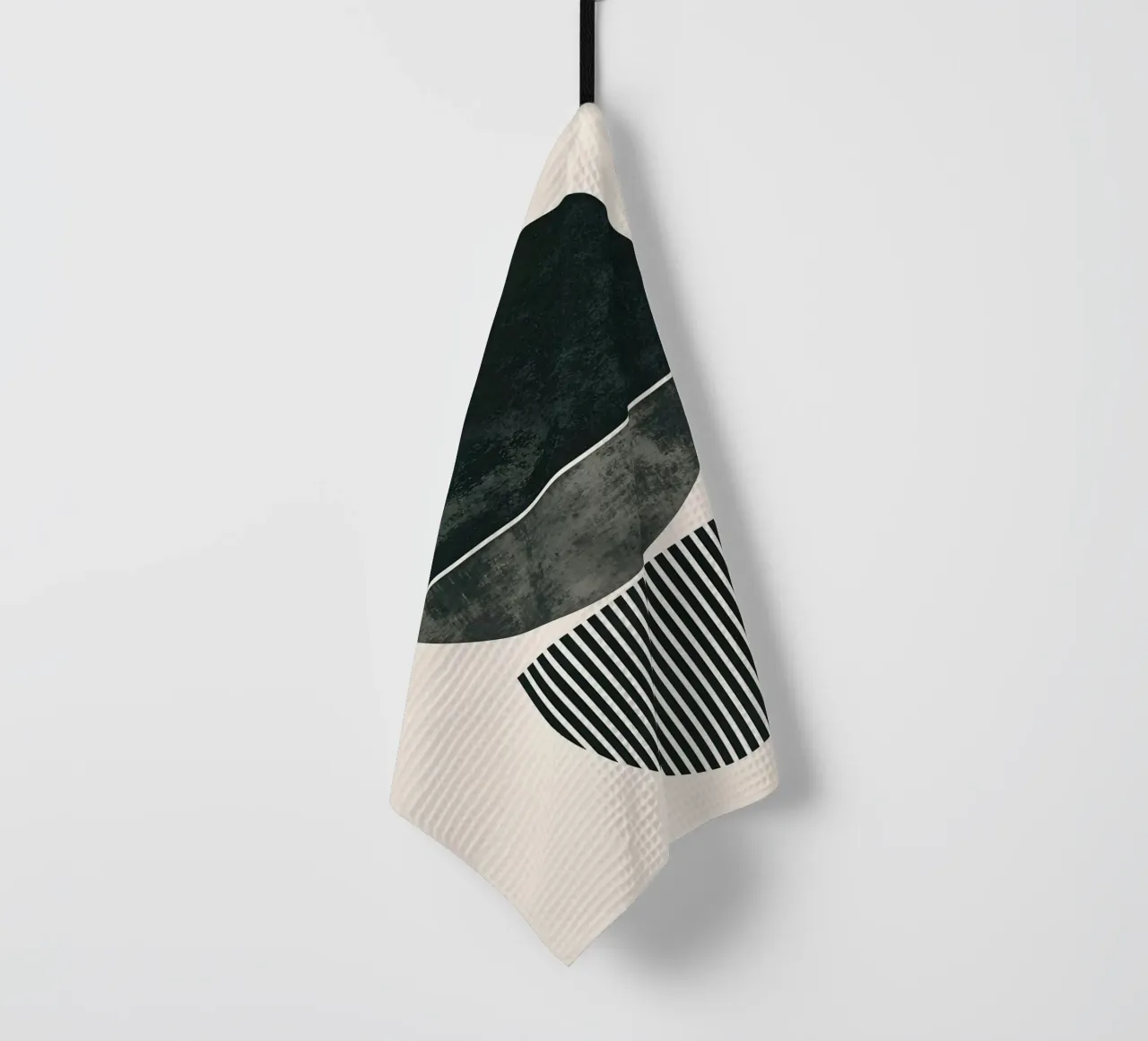 circle half-circle striped-pattern tea towel by Ron Bale