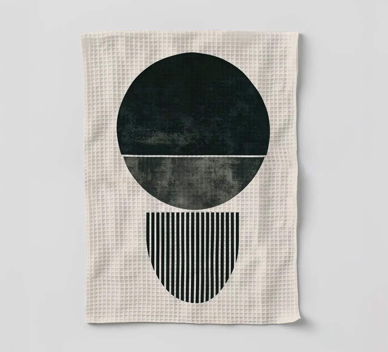 circle half-circle striped-pattern tea towel by Ron Bale