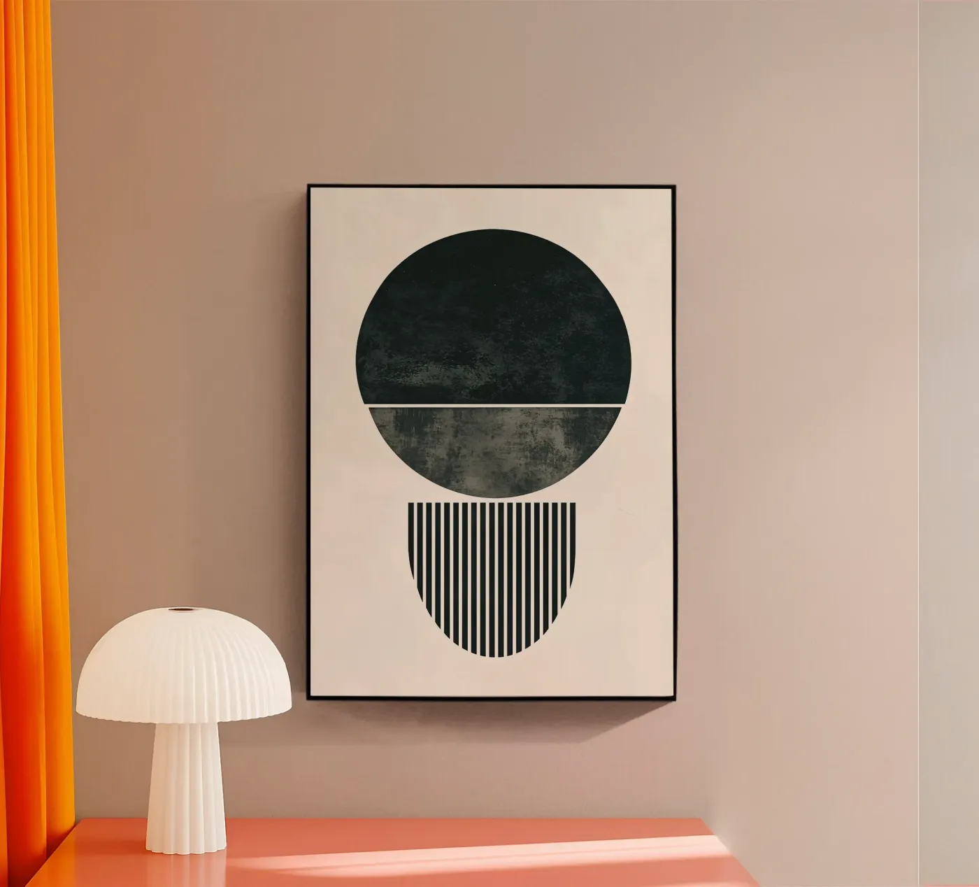 circle half-circle striped-pattern acrylic glass by Ron Bale