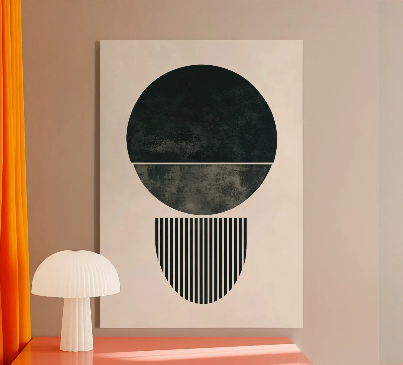 circle half-circle striped-pattern acrylic glass by Ron Bale