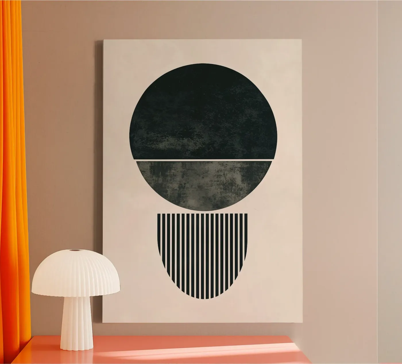 circle half-circle striped-pattern canvas by Ron Bale