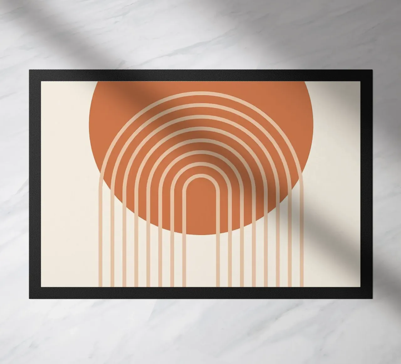 circle half-circle doormat by Ron Bale