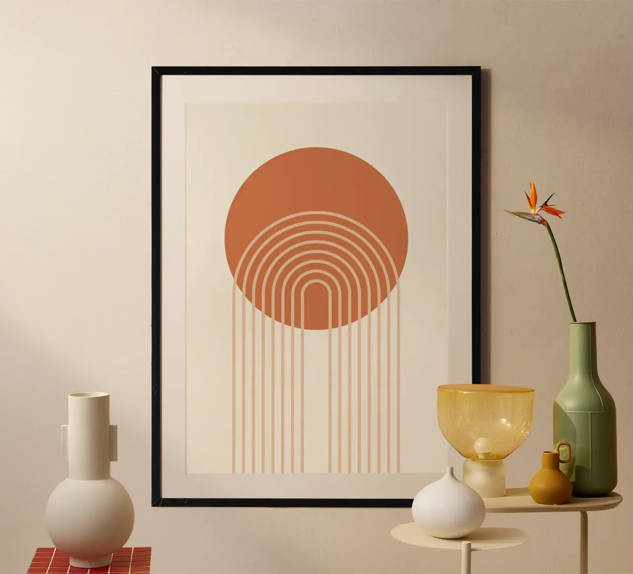 semicírculo poster con marco de madera de Ron Bale