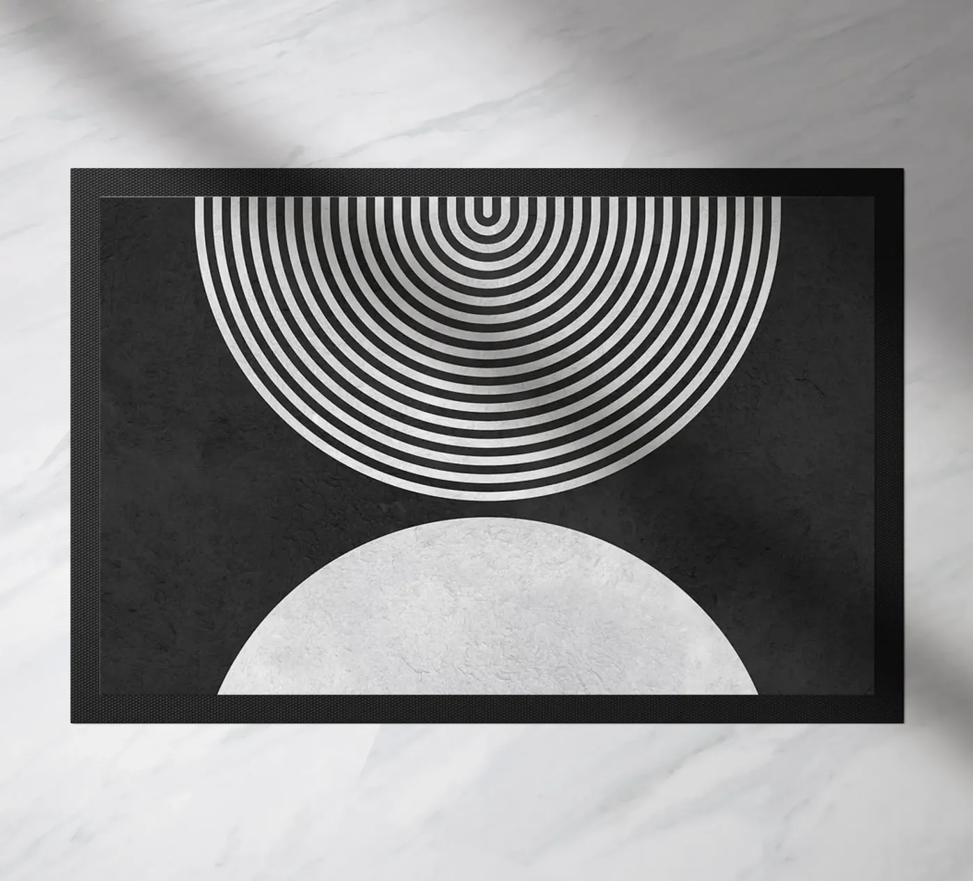 circle half-circle arc doormat by Ron Bale