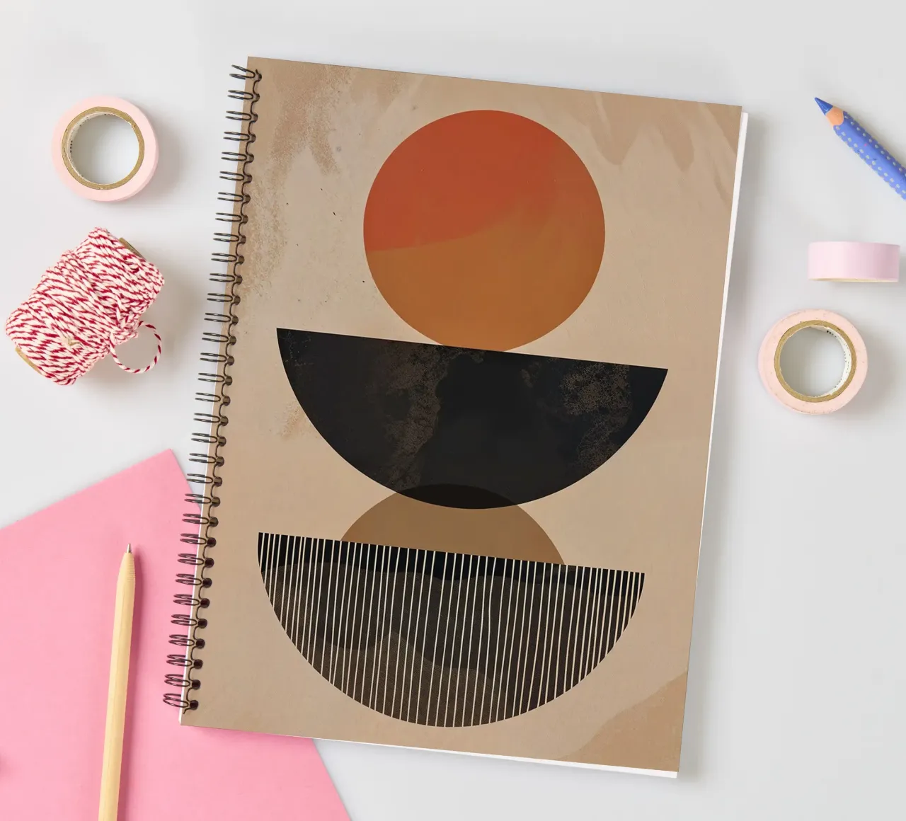 circle half-circle balance spiral notebook by Ron Bale