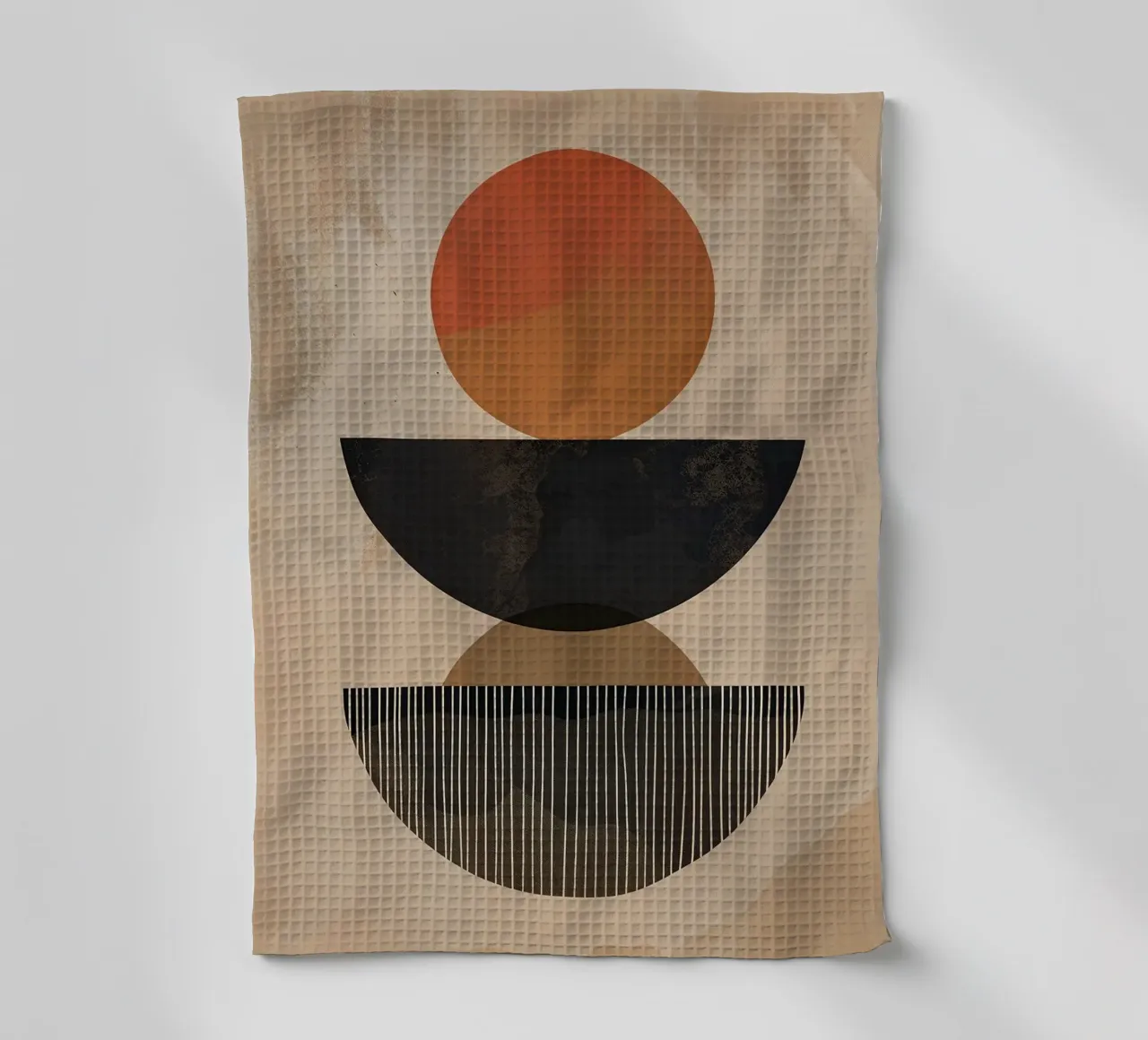 circle half-circle balance tea towel by Ron Bale
