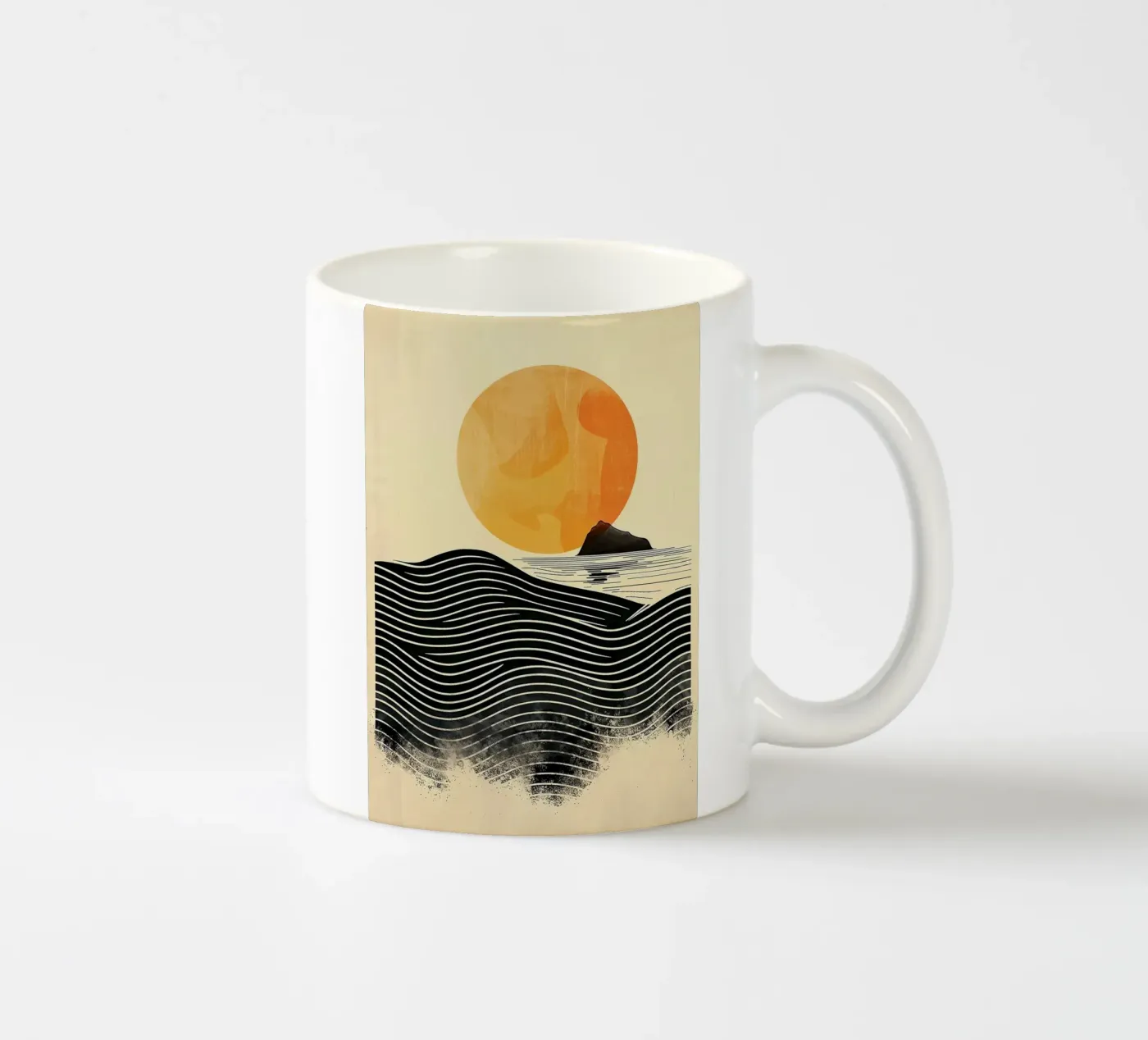 sun waves ocean ceramic mug by Ron Bale