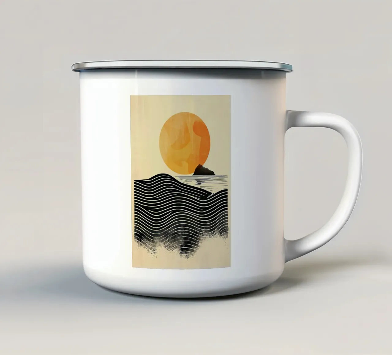 sun waves ocean enamel mug by Ron Bale