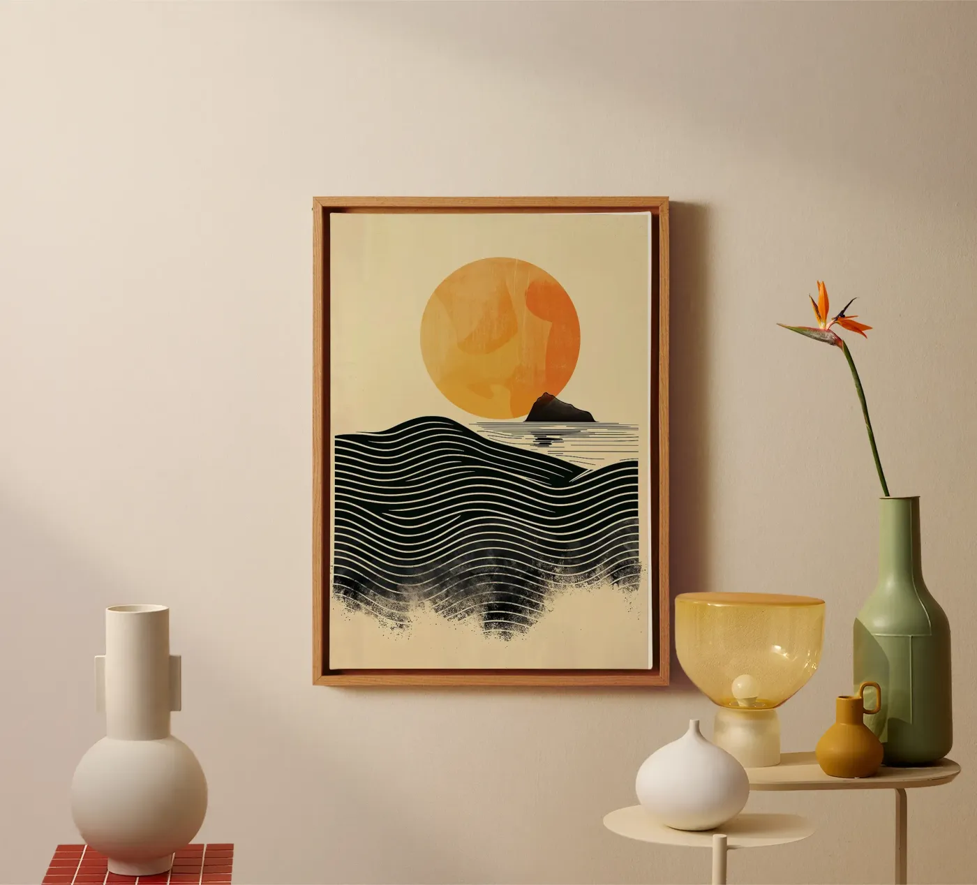 sun waves ocean canvas by Ron Bale