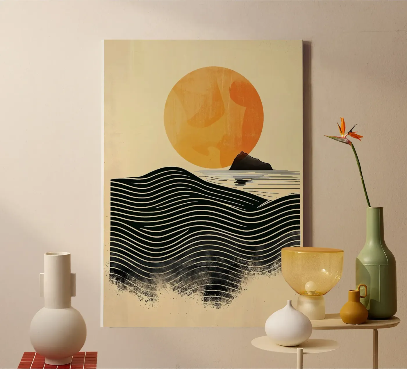sun waves ocean canvas by Ron Bale
