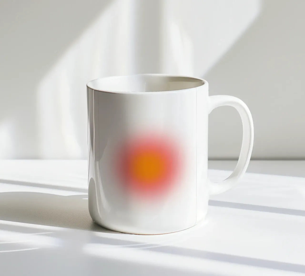 Levendige Oranje Rode Aura Kleurverloop Abstracte Kunstdruk keramische mok van homdeco