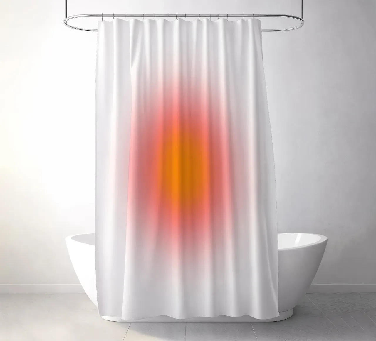 Vibrierende Orange Rot Aura Gradient Abstrakt Kunstdruck Duschvorhang von homdeco