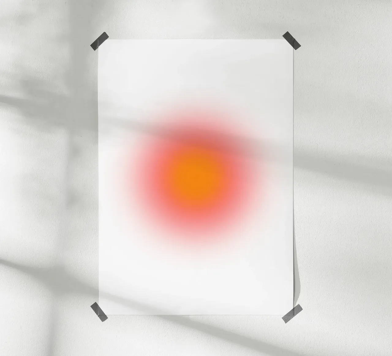 Vibrant Orange Red Aura Gradient Abstract Art Print hahnemühle by homdeco