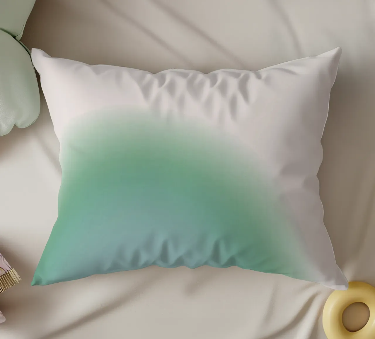 Serene Mint & Blue Aura Gradient Abstract Poster Art decorative cushion by homdeco