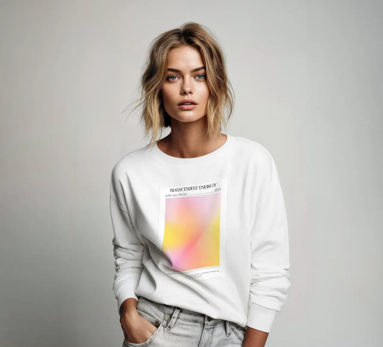 "Transzendente Energie" Positive Aura Gradient Poster 2023 Sweatshirt von homdeco