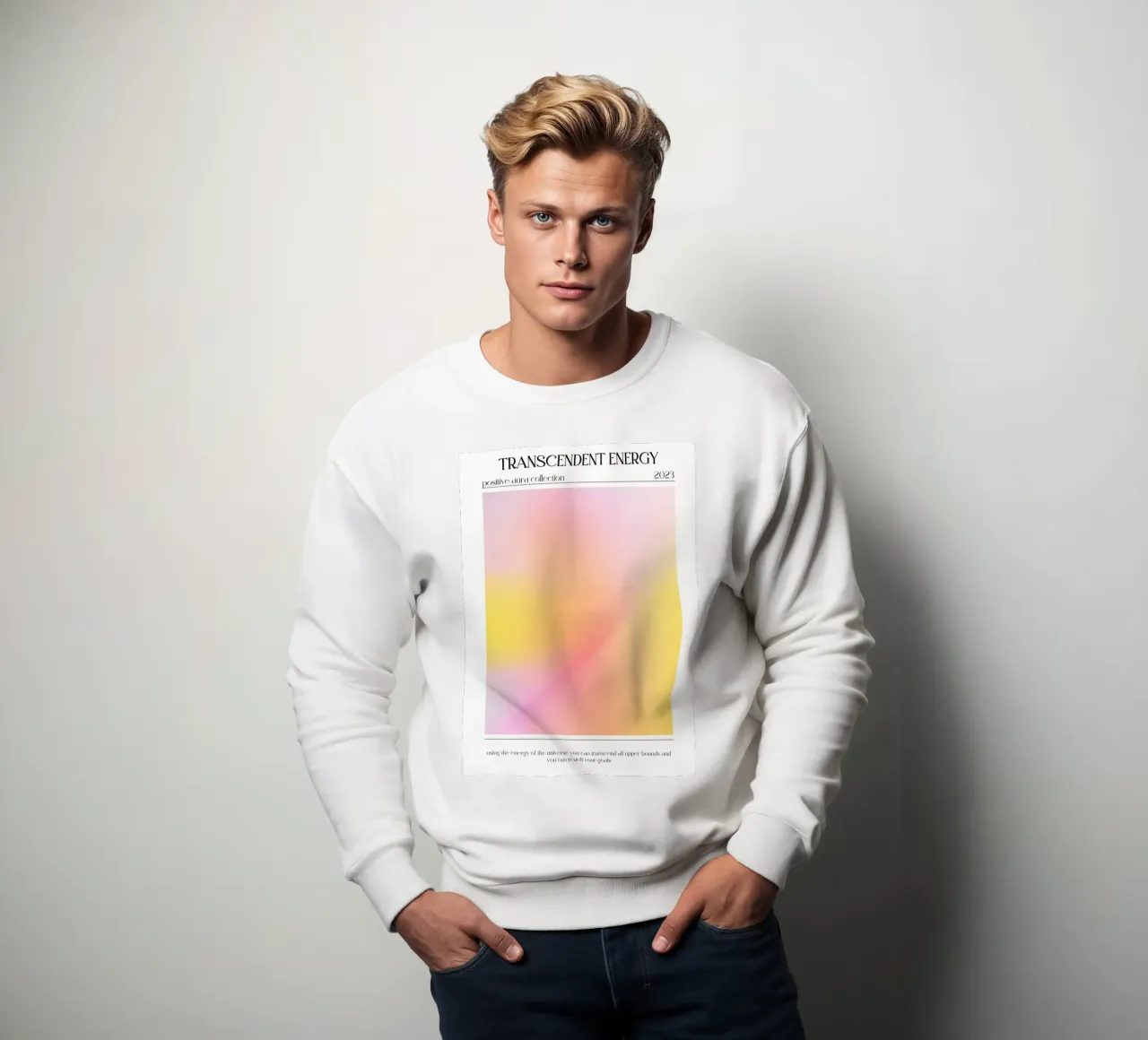 "Transzendente Energie" Positive Aura Gradient Poster 2023 Sweatshirt von homdeco