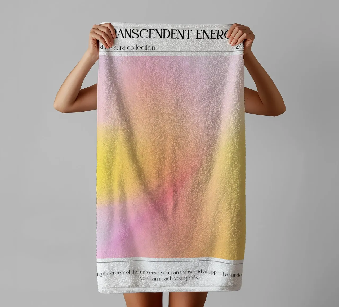 "Energia trascendente" Poster a gradiente di aura positiva 2023 asciugamano da bagno da homdeco