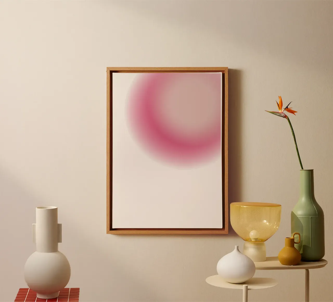 Abstrakt Rosa & Creme Aura Gradient Kunstdruck Leinwand von homdeco