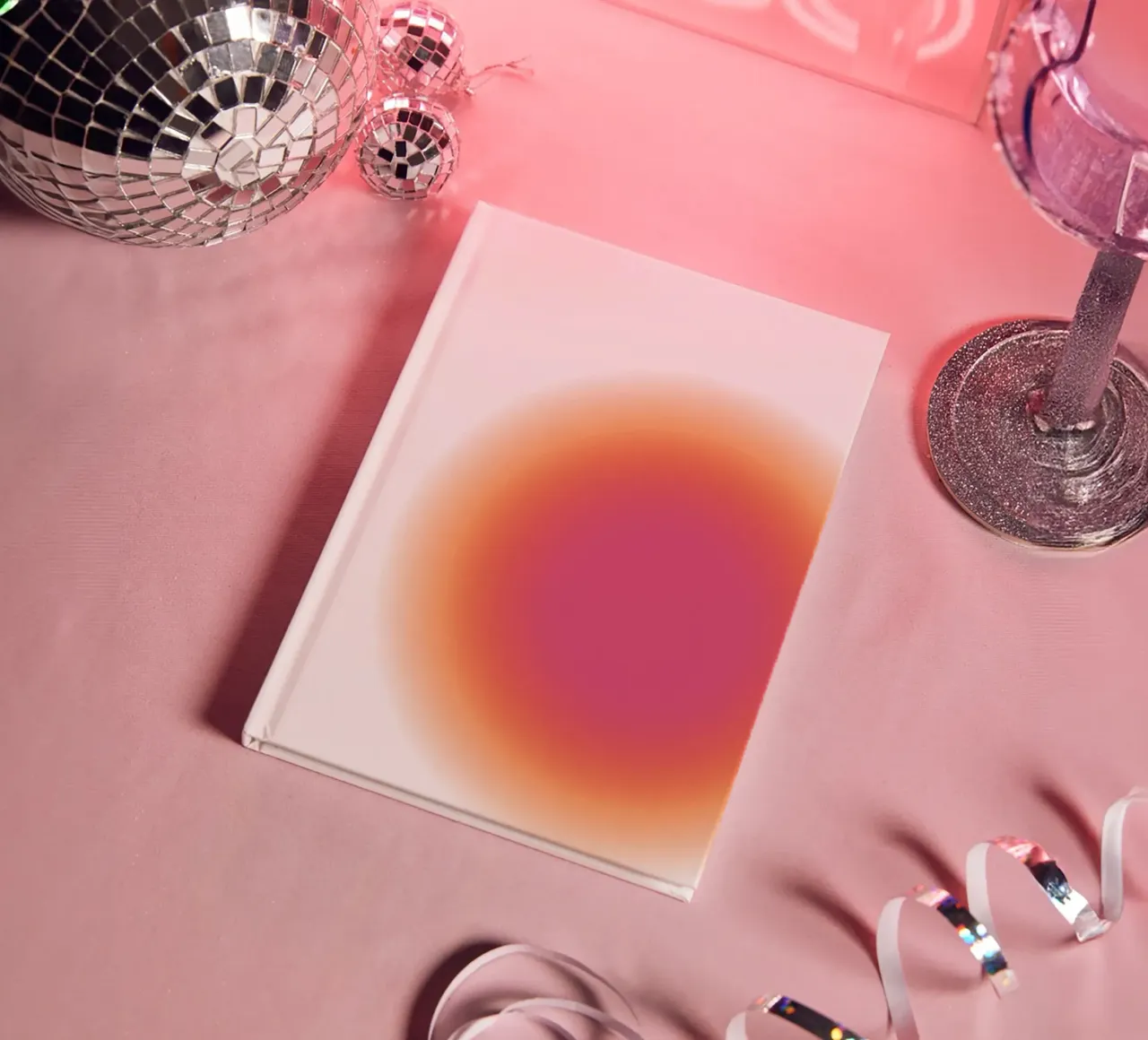 Abstract Fuchsia & Orange Aura Gradient Art Print Notizbuch von homdeco