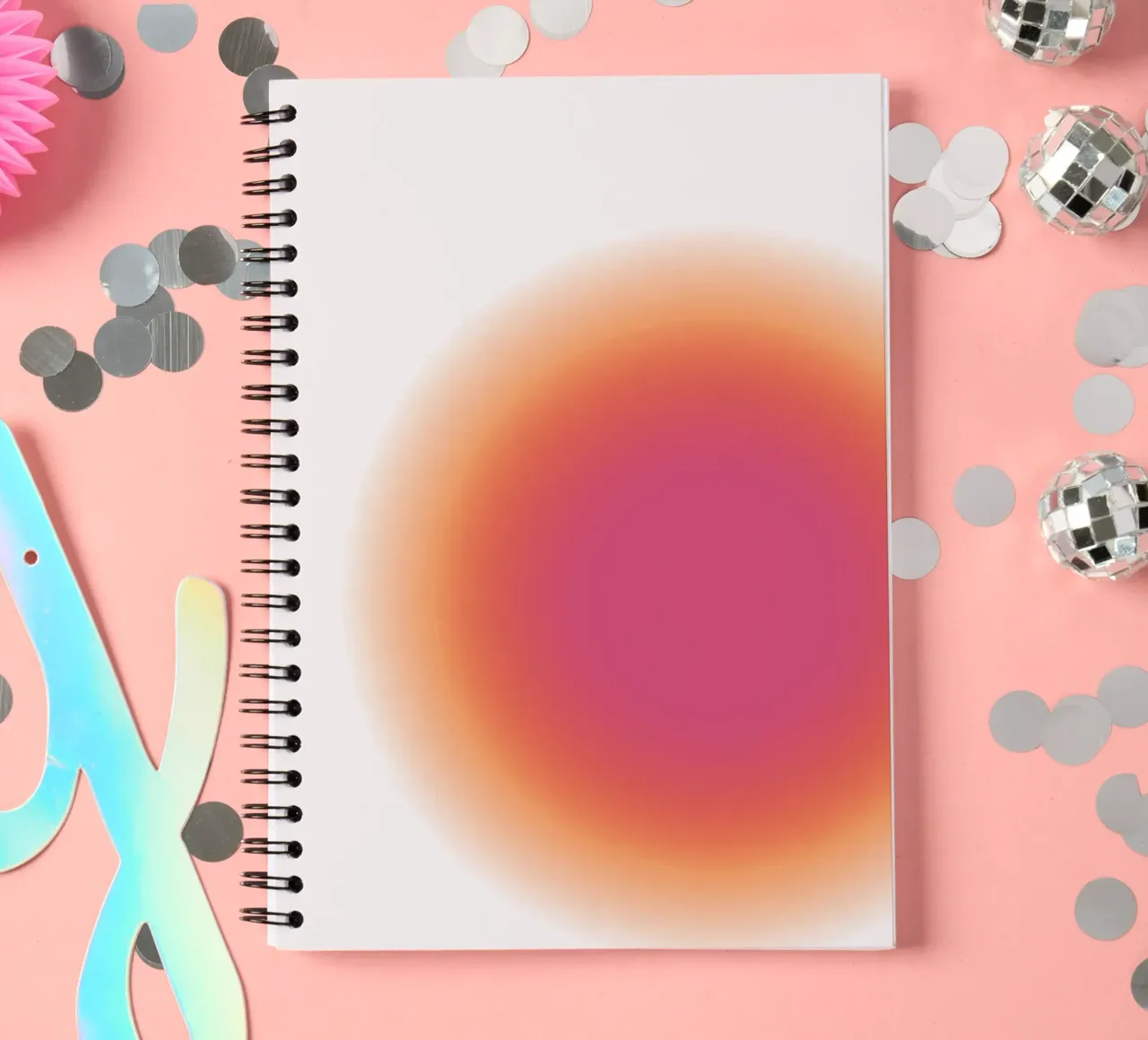 Abstract Fuchsia & Orange Aura Gradient Art Print spiral notebook by homdeco