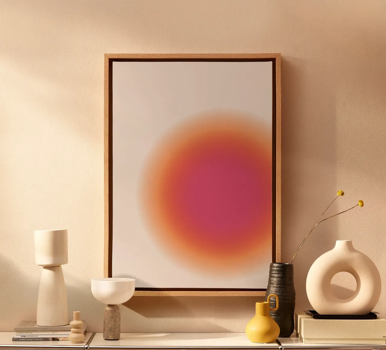 Stampa d'arte astratta Fucsia e Arancione Aura Gradiente tela da homdeco