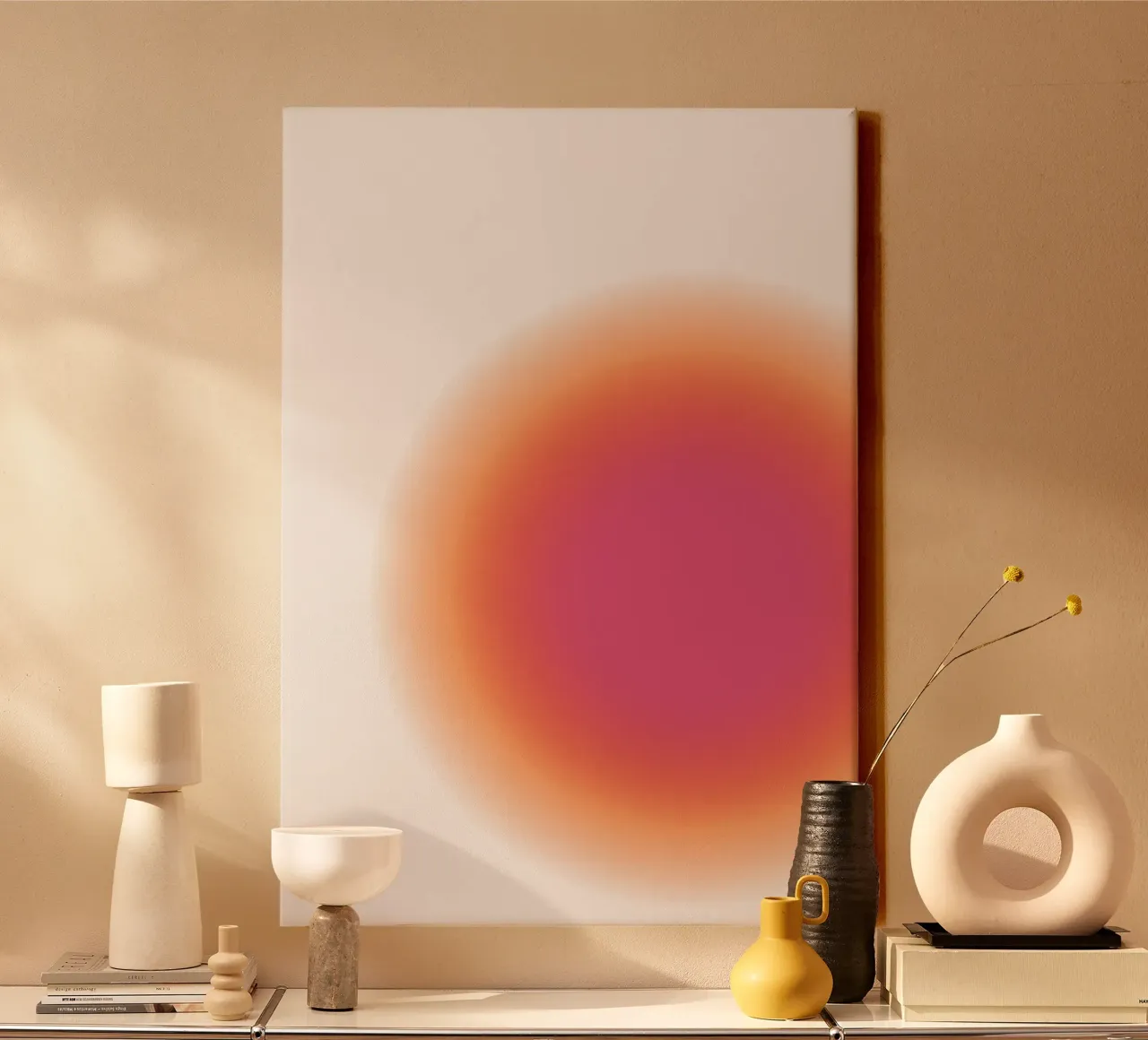 Stampa d'arte astratta Fucsia e Arancione Aura Gradiente tela da homdeco