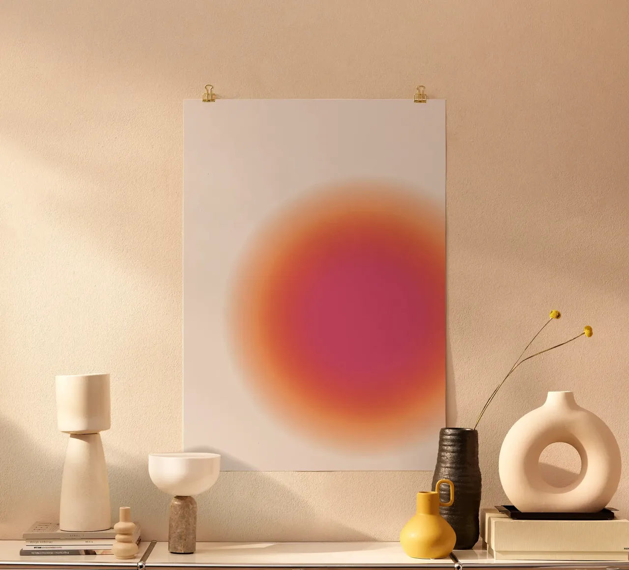 Abstract Fuchsia & Orange Aura Gradient Art Print hahnemühle de homdeco