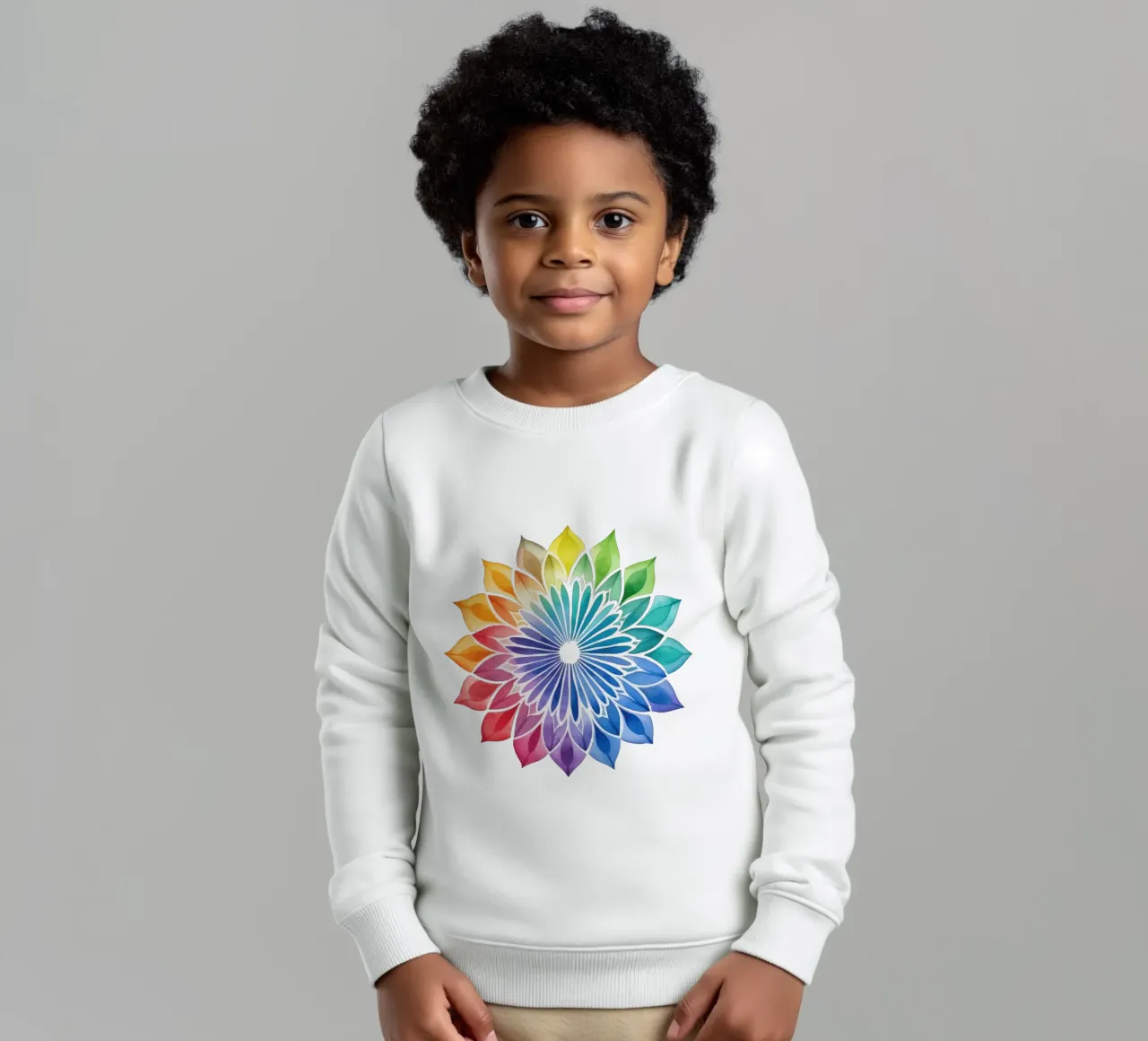 Mandala arcobaleno acquerellato felpa bambino da Spiritual Touch